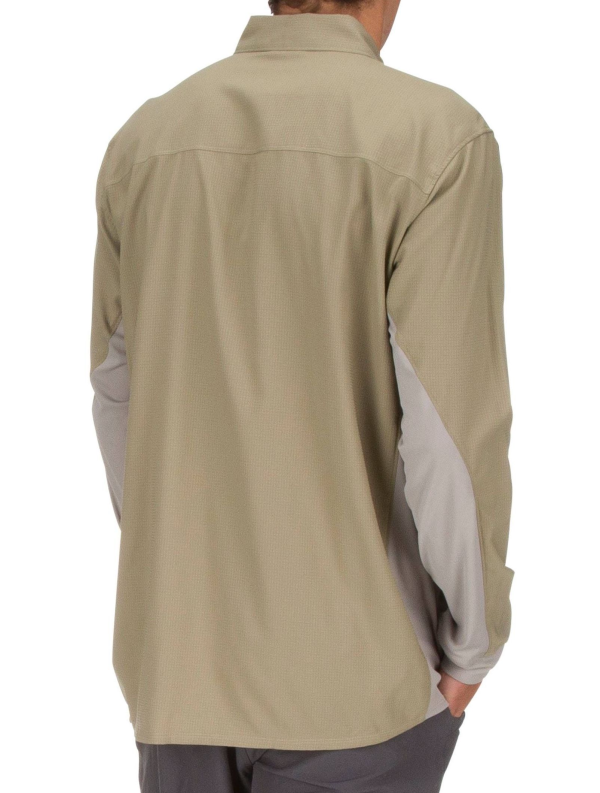 Simms Intruder BiComp Shirt Tan Model Back Simms Intruder BiComp Shirt Tan Model Back